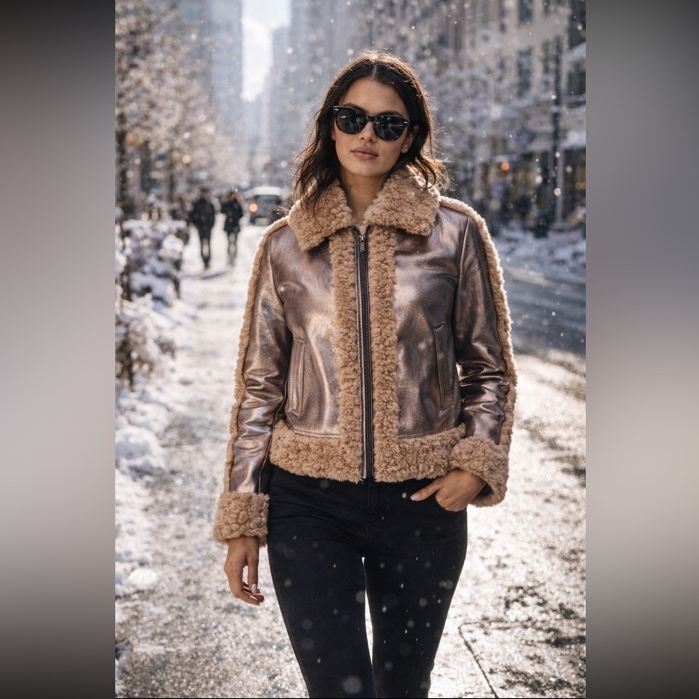 Anthropologie NWT Unreal Fur Pilote d'Avion Jacket size L.